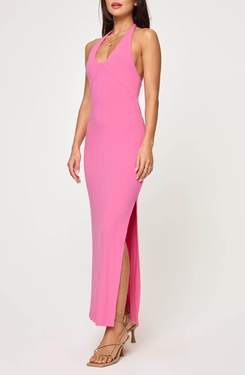 LSPACE Skye Halter Rib Cover-Up Maxi Dress, Alternate, color, Bubblegum Pink
