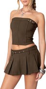 EDIKTED Lace Up Back Crop Corset Top