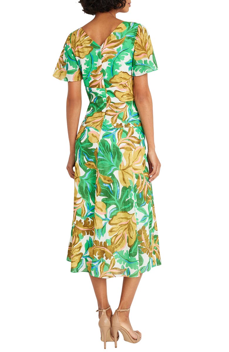 Maggy London Front Tie Short Sleeve Cotton Midi Dress, Alternate, color, 