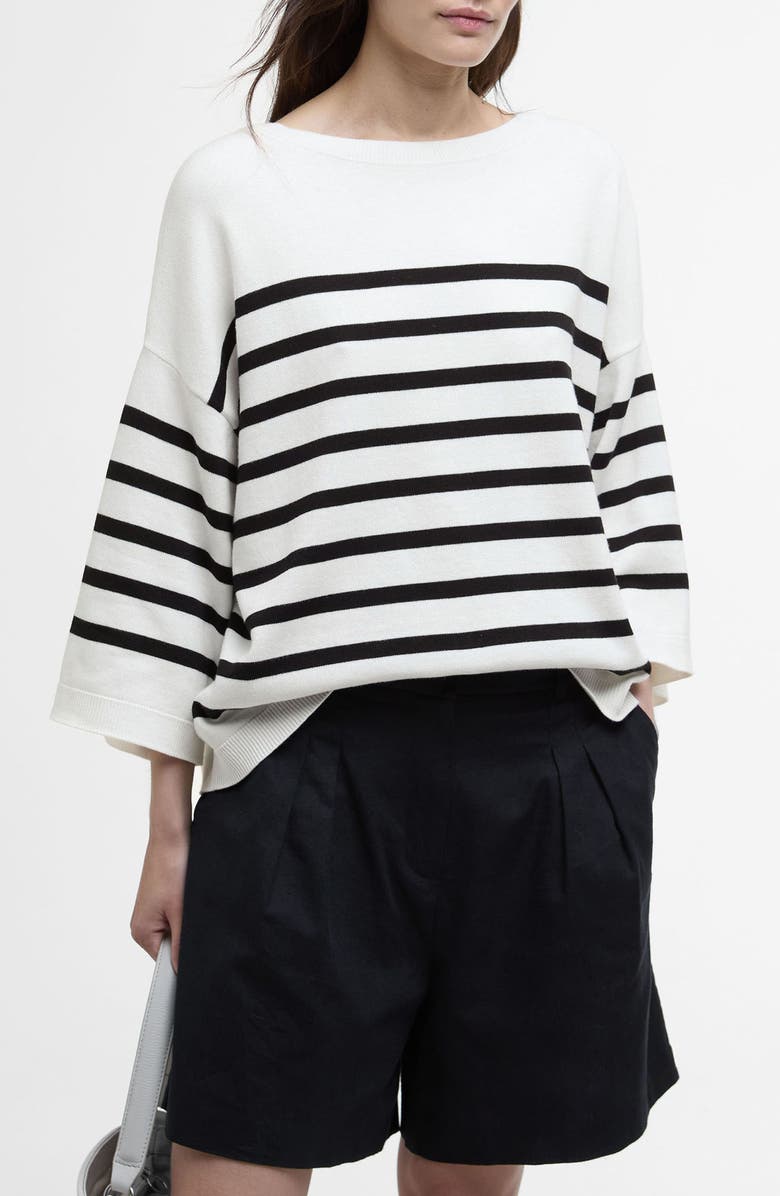 Barbour Renfew Stripe Sweater, Main, color, Cloud Black Stripe