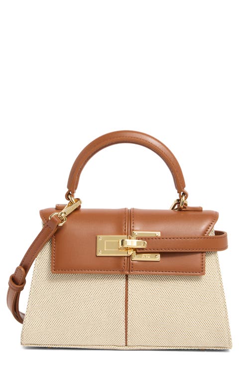 Elise Canvas & Faux Leather Top Handle Bag