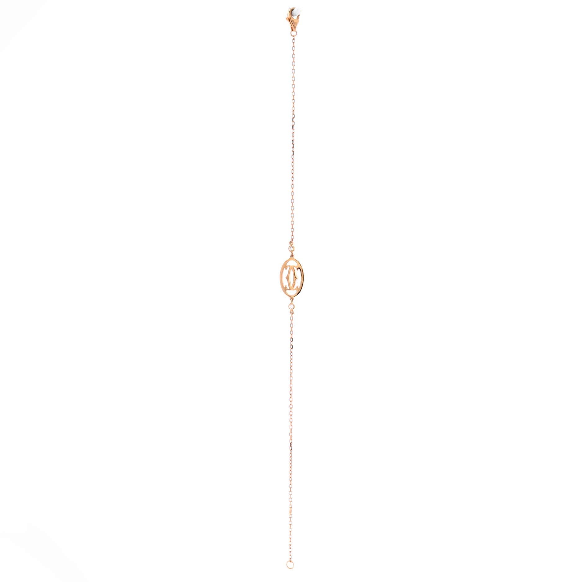 Double C de Cartier Bracelet 18K Rose Gold with Diamonds, Alternate, color, Metallic Gold