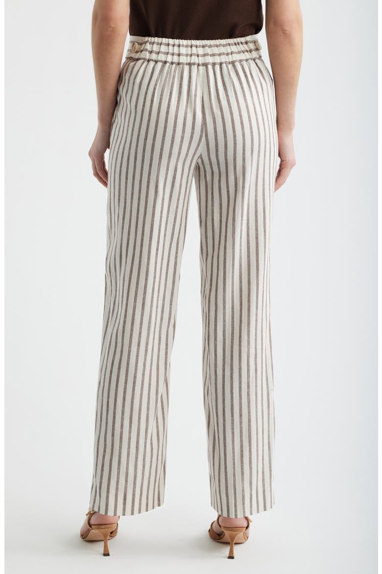 Stripe High Waist Straight Leg Pants, Alternate, color, WHITE DOVE/ DARK CHOCOLATE