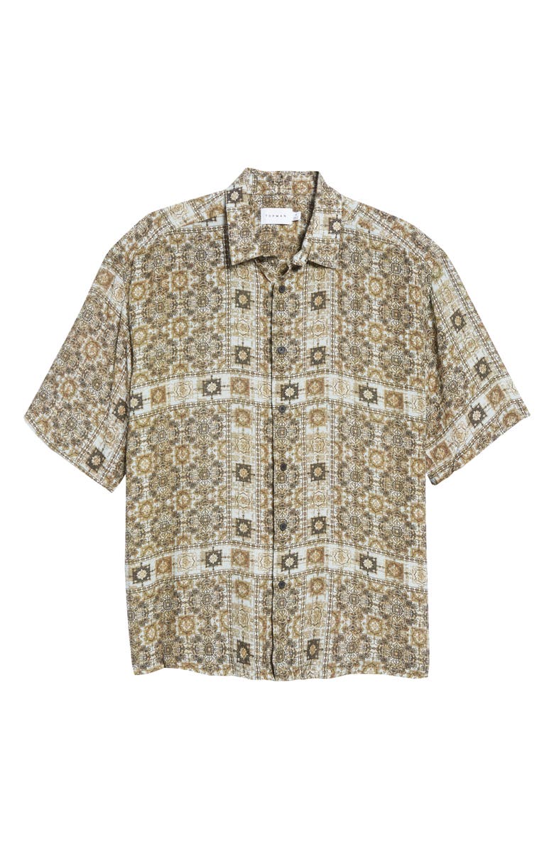 Topman Bandana Print Short Sleeve Button-Up Shirt, Alternate, color, 