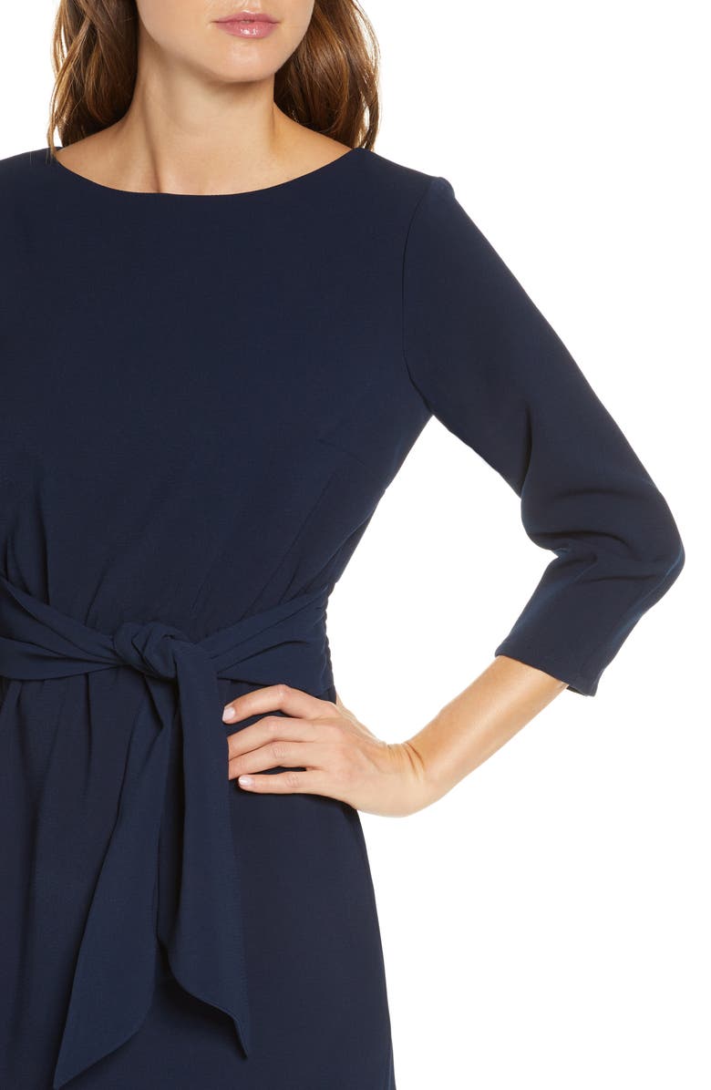 Vince Camuto Tie Waist Crepe Sheath Dress, Alternate, color,