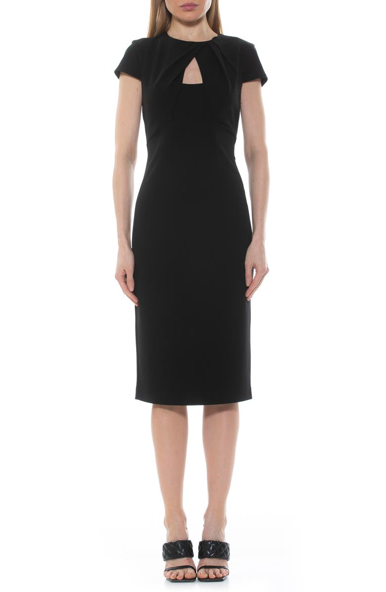 Alexia Admor Janine Crewneck Draped Midi Sheath Dress, Main, color, 