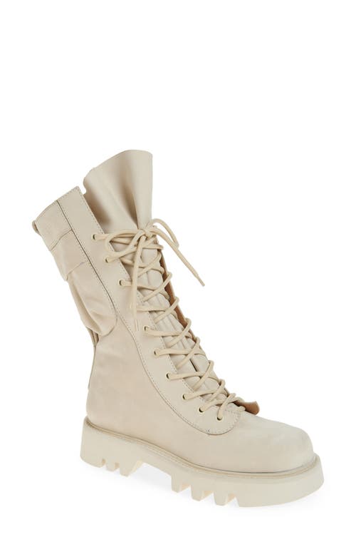 Jw Anderson Combat Leather Boots In 002 Off White