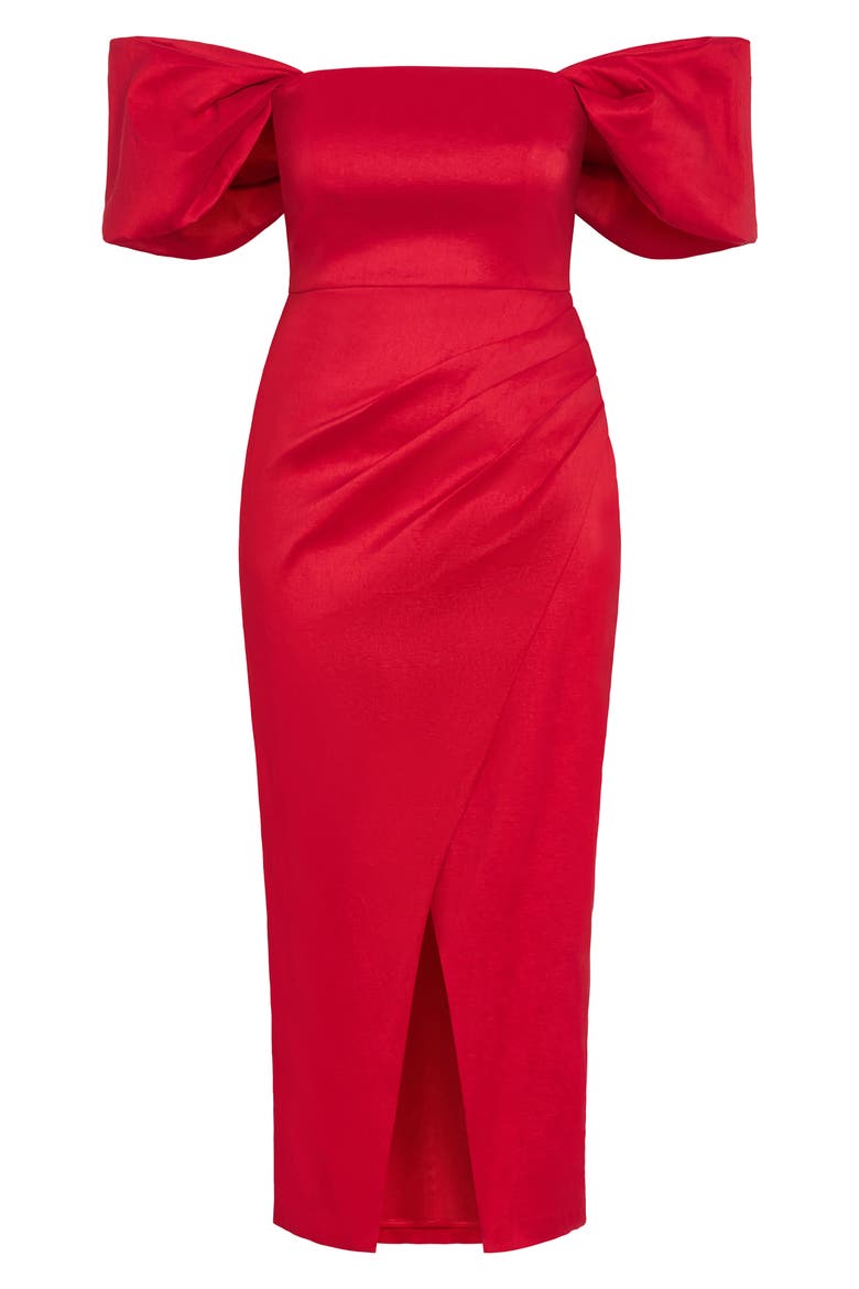 Elyse Off the Shoulder Dress, Main, color, TANGO RED