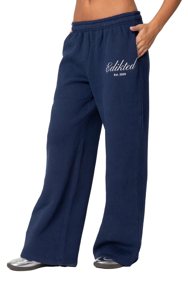 Get Edikted Relaxed Fit Cotton Blend Sweatpants, Alternate, color, NAVY
