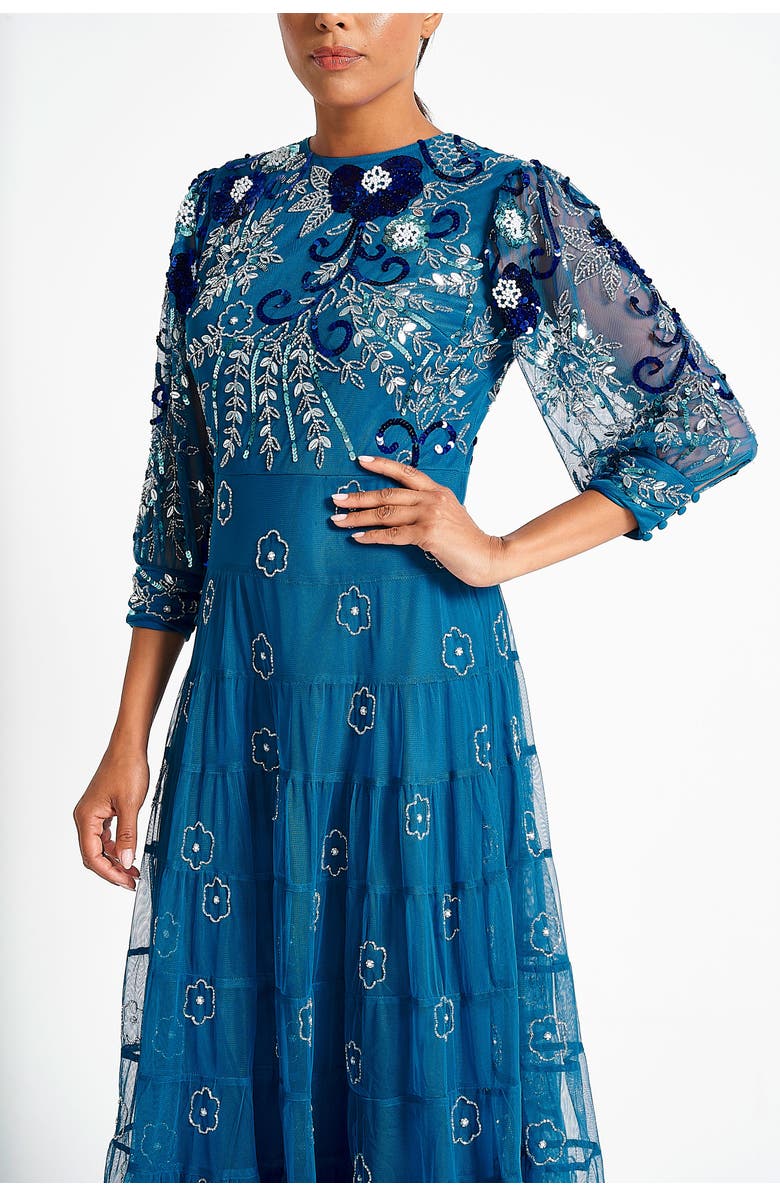 Frock and Frill Long Sleeve Floral Embellished Gown, Alternate, color, 