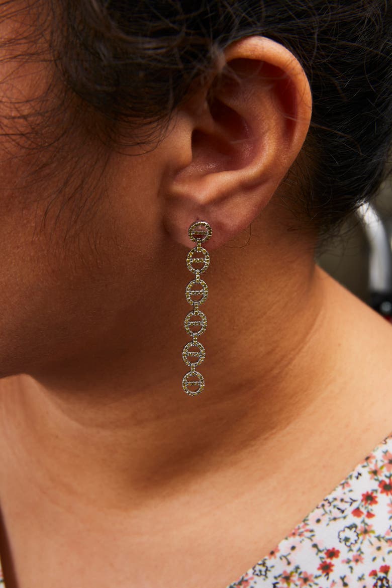 Sterling Silver 1.0 Cttw Yellow Diamond Linked Circle Drop Earrings, Alternate, color, Silver