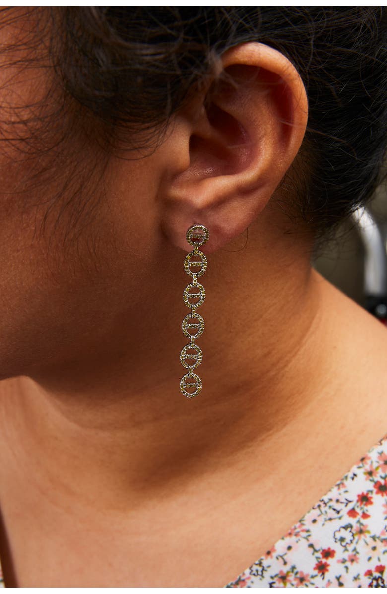 Haus of Brilliance Sterling Silver 1.0 Cttw Yellow Diamond Linked Circle Drop Earrings, Alternate, color, Silver