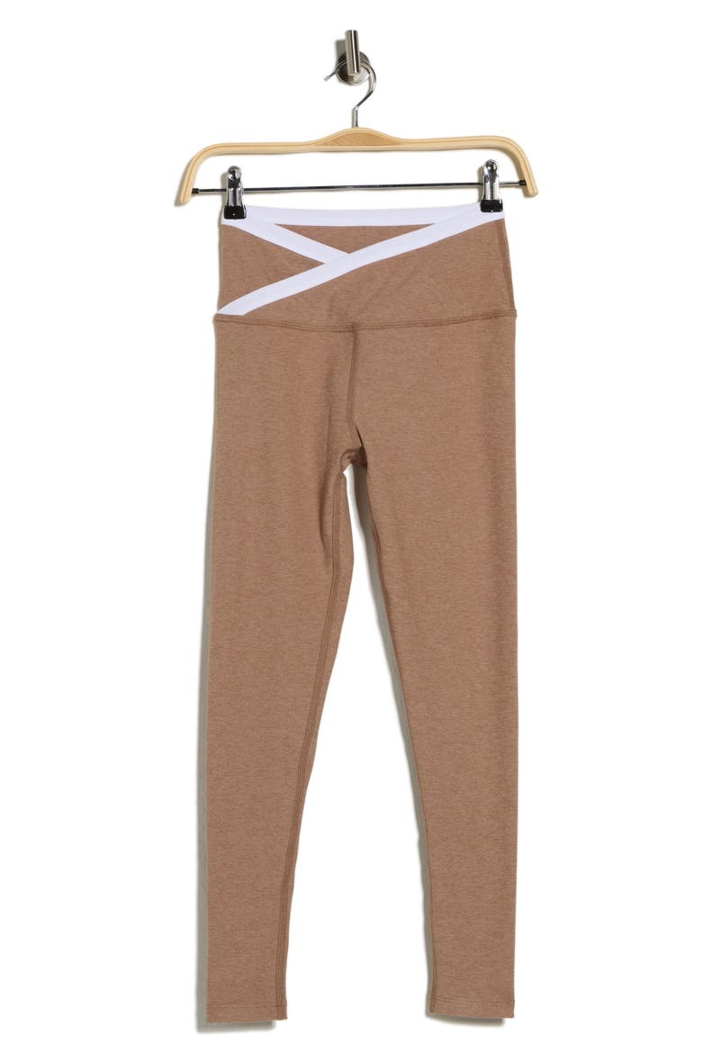 Spacedye Outlines High Waist Midi Leggings, Alternate, color, DESERT SAND/ CLOUD WHITE