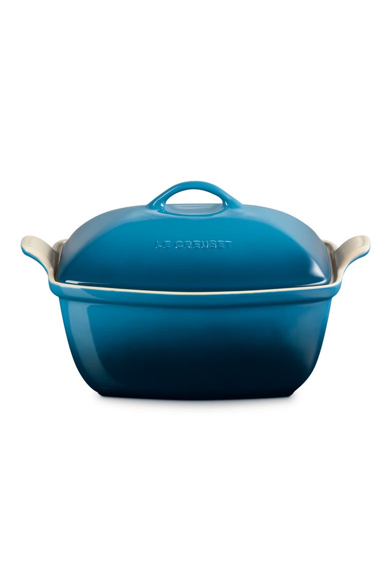 Heritage 4.5-Quart Covered Rectangular Stoneware Casserole, Main, color, DEEP TEAL