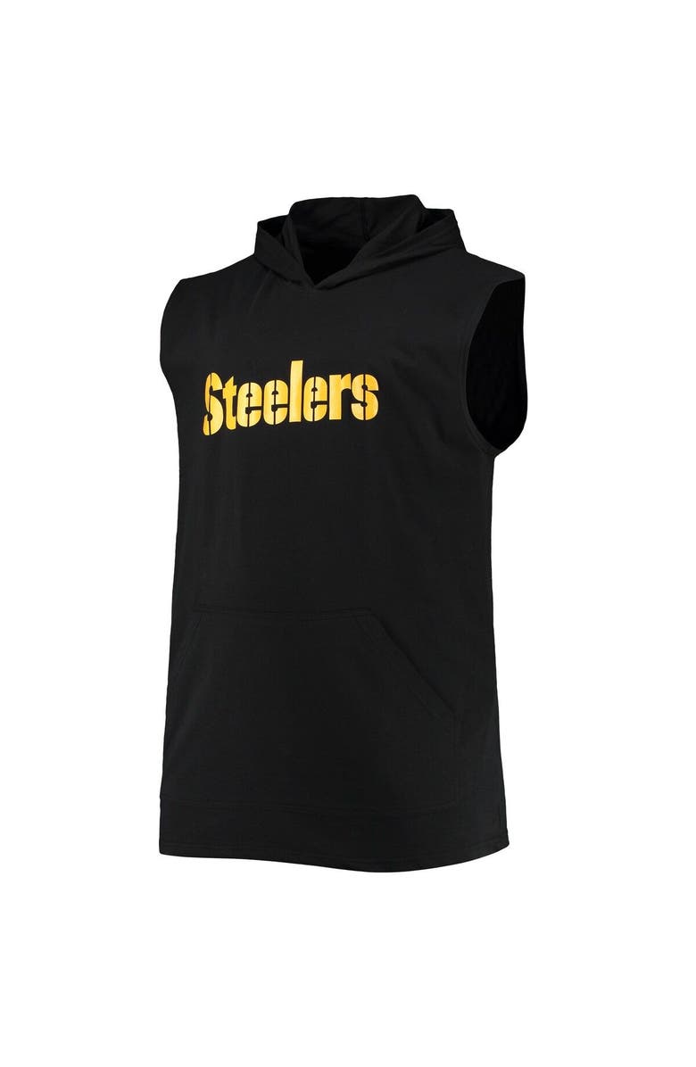 PROFILE Men's Black Pittsburgh Steelers Big & Tall Muscle Sleeveless Pullover Hoodie, Alternate, color, 