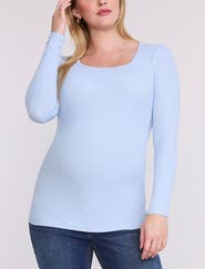 MOTHERHOOD MATERNITY Square Neck Rib Knit Long Sleeve Tee