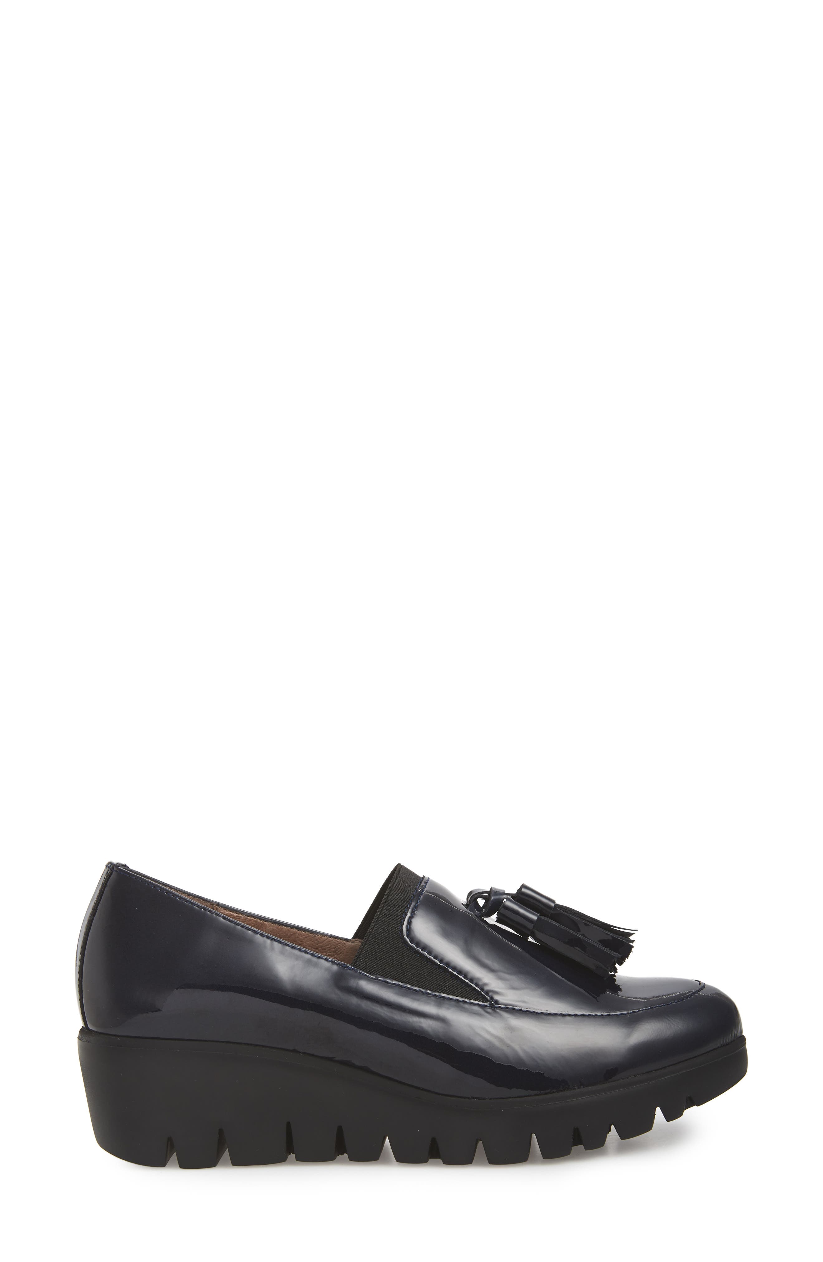 Wonders Talla Loafer Wedge, Alternate, color, Navy Patent Leather