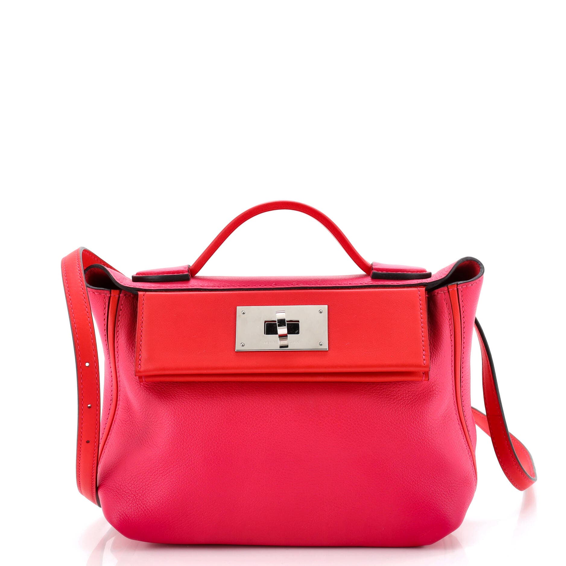 Pre-Owned Hermes 24/24 Bag Bicolor Evercolor with Swift 21, Main, color, Rose Mexico