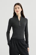 Brunello Cucinelli Virgin wool and cashmere lightweight ribbed turtleneck sweater with precious half zip