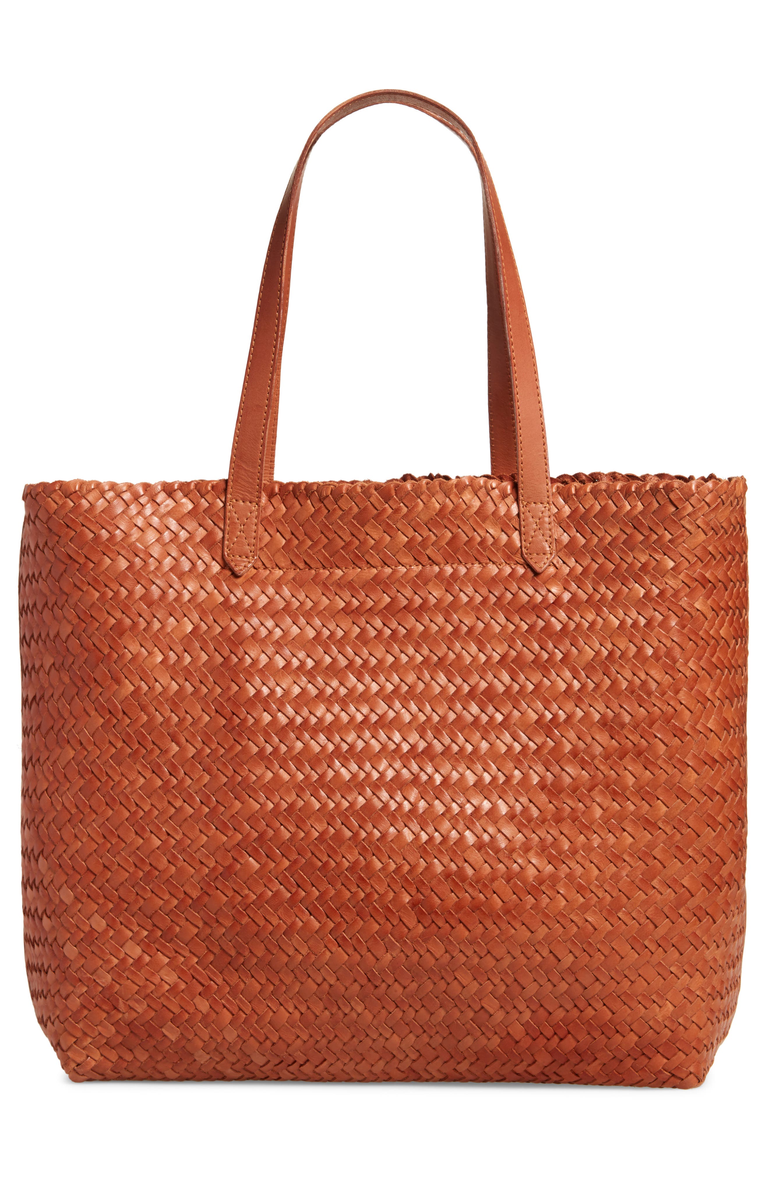 Madewell The Transport Leather Tote: Woven Edition, Alternate, color, 