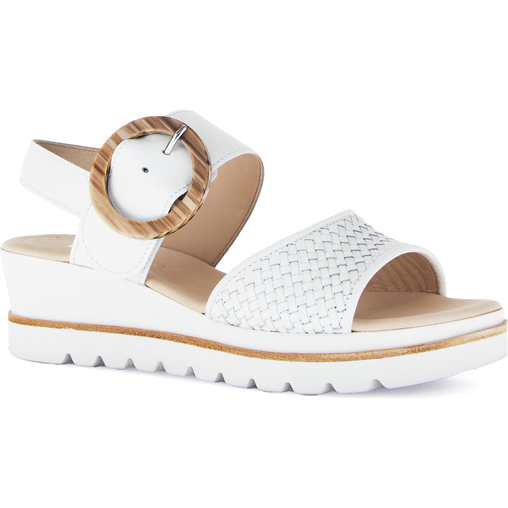 Gabor Strappy Slingback Wedge Sandal In White