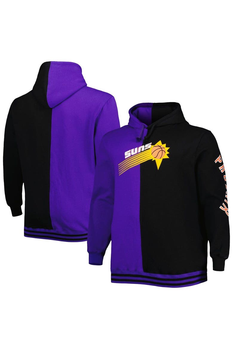 Men's Mitchell & Ness Purple/Black Phoenix Suns Big & Tall Hardwood Classics Split Pullover Hoodie, Main, color, Purple