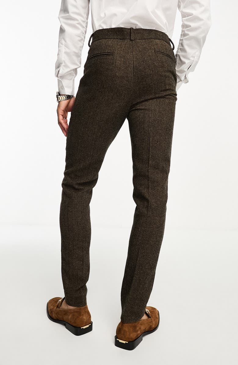 ASOS DESIGN Slim Fit Herringbone Suit Trousers, Alternate, color, 