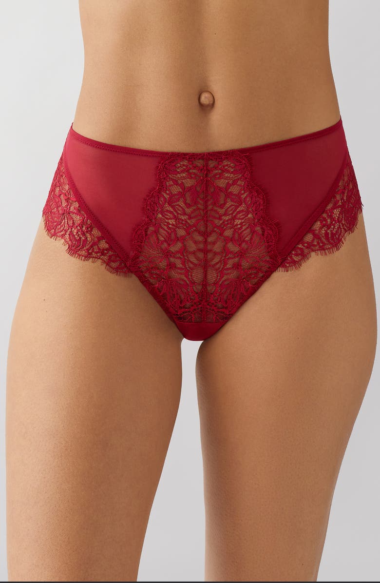 b.tempt'd by Wacoal It's On Eyelash Lace Thong, Main, color, Biking Red