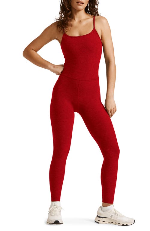 Beyond Yoga Uplevel Space Dye Midi Jumpsuit in Ruby Red Heather 