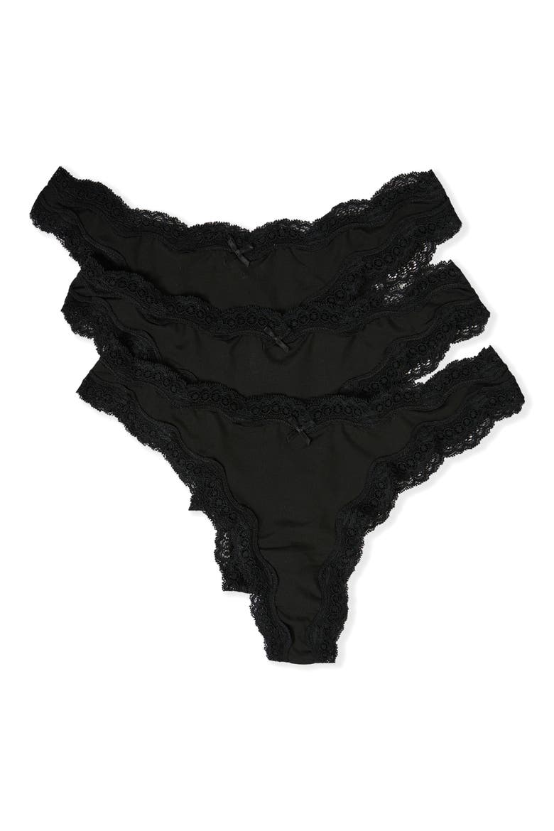 Jim Micro 3-Pack Thongs, Main, color, BLACK