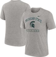 Nike Men's Nike Heather Gray Michigan State Spartans Arch Over Logo Tri-Blend T-Shirt