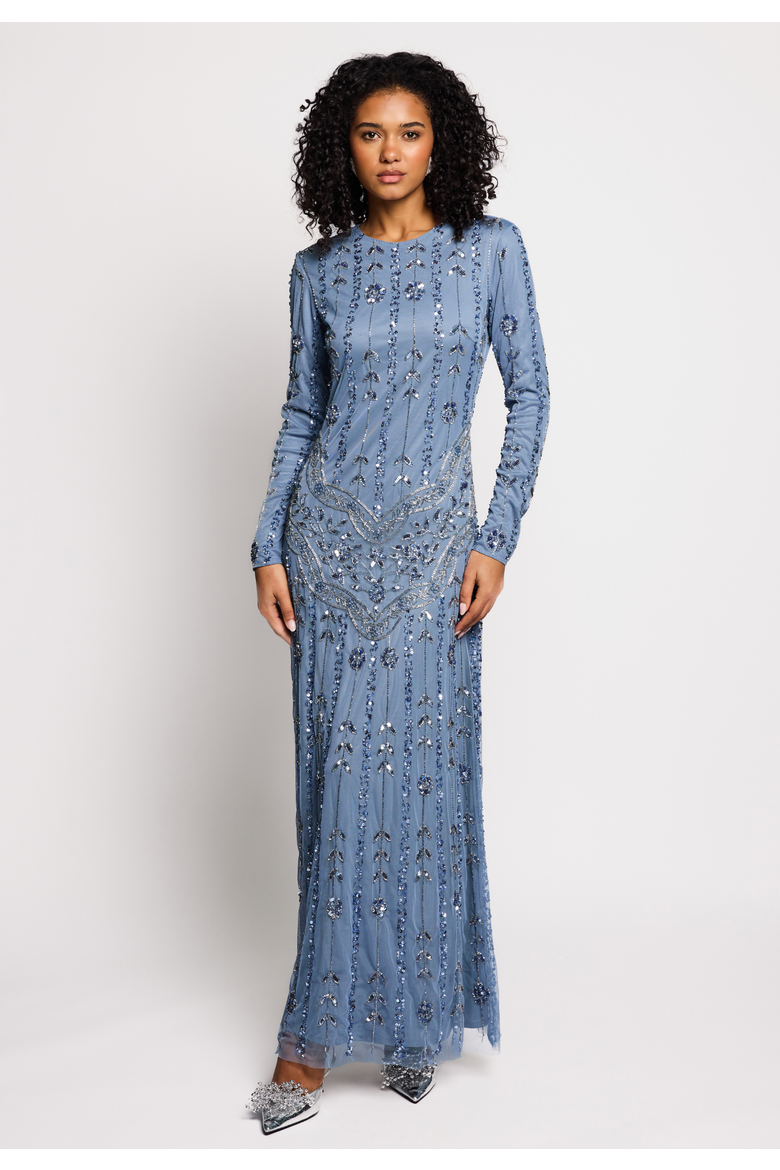 Modestcape Embellished Sequins Maxi Dress, Alternate, color, POWDER BLUE