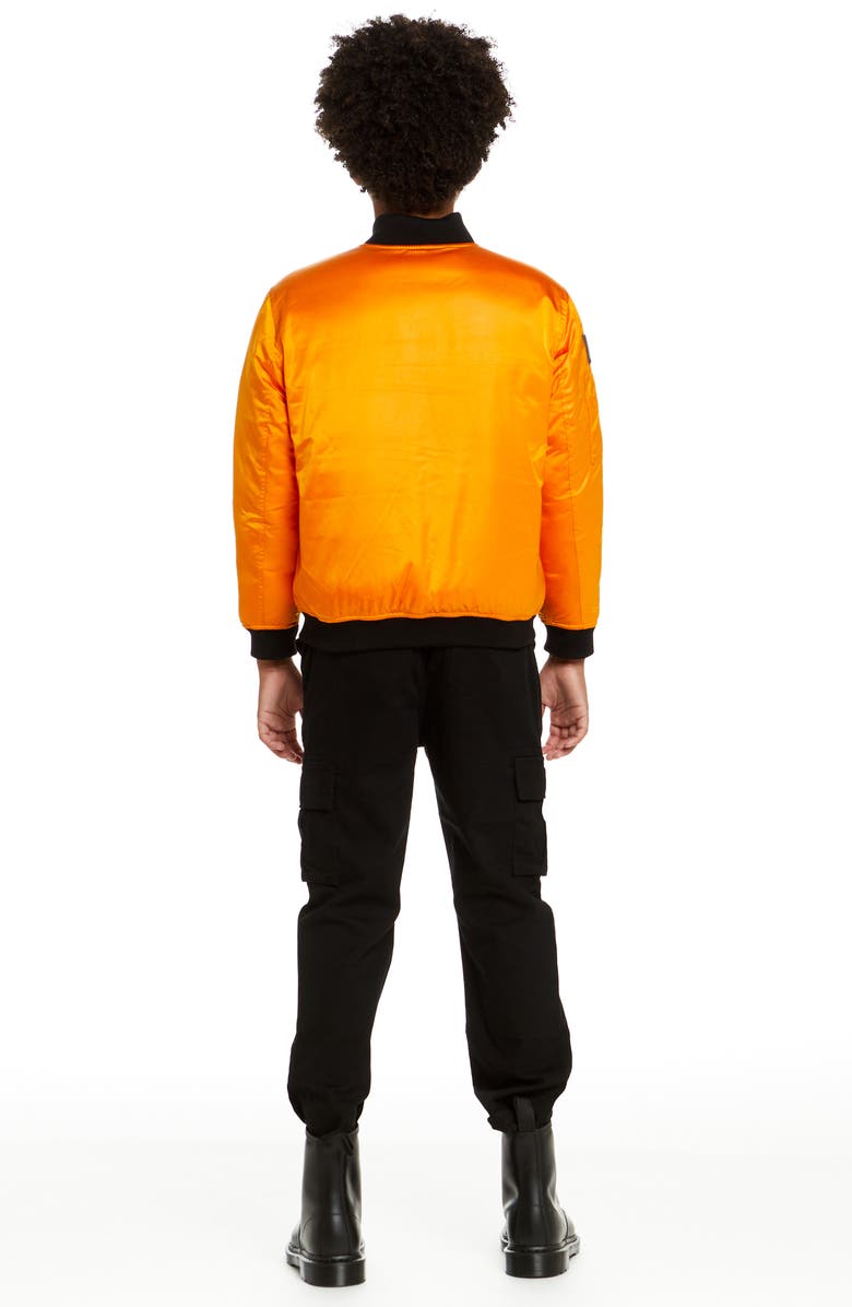Andy & Evan x SPACEONE Kids' Reversible Bomber Jacket, Alternate, color, Orion Orange