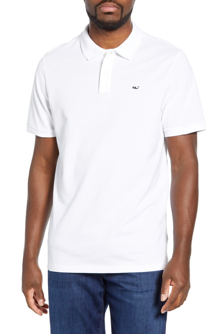 Regular Fit Stretch Piqué Polo, Main, color, WHITE CAP