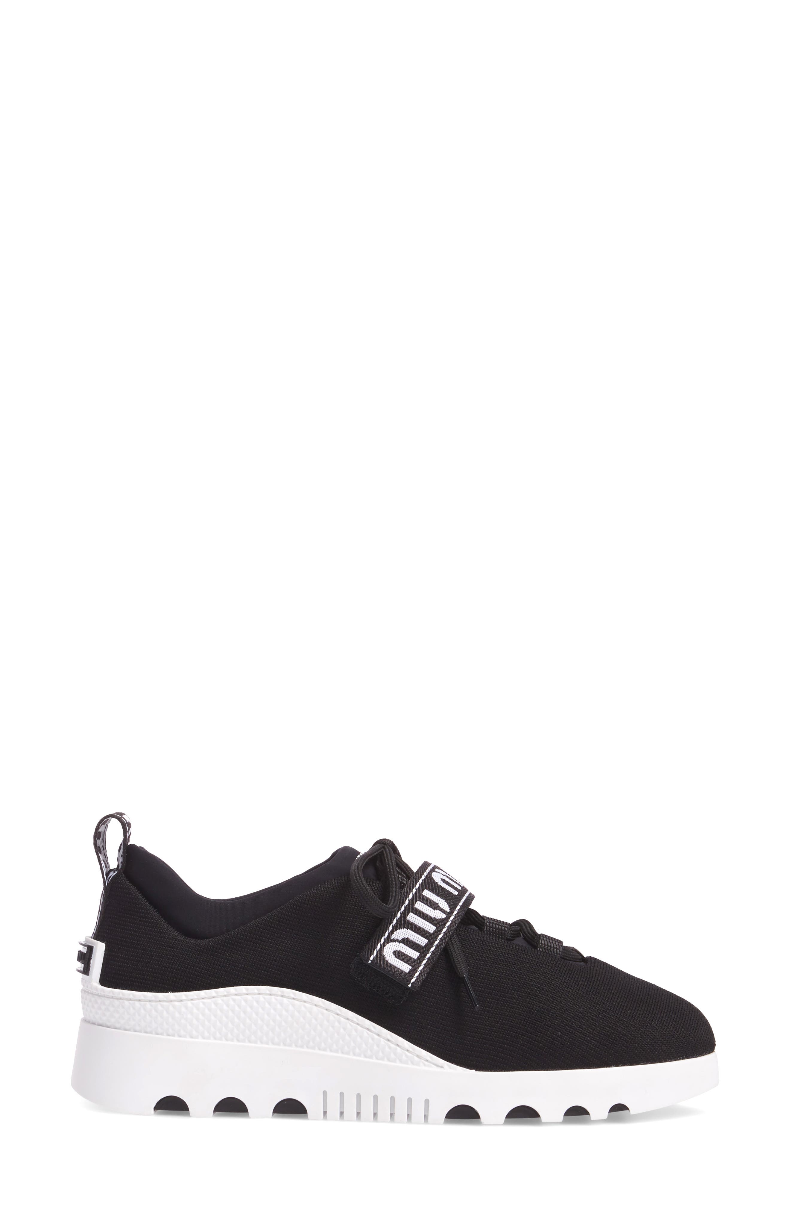 Miu Miu Logo Strap Platform Sneaker, Alternate, color, 