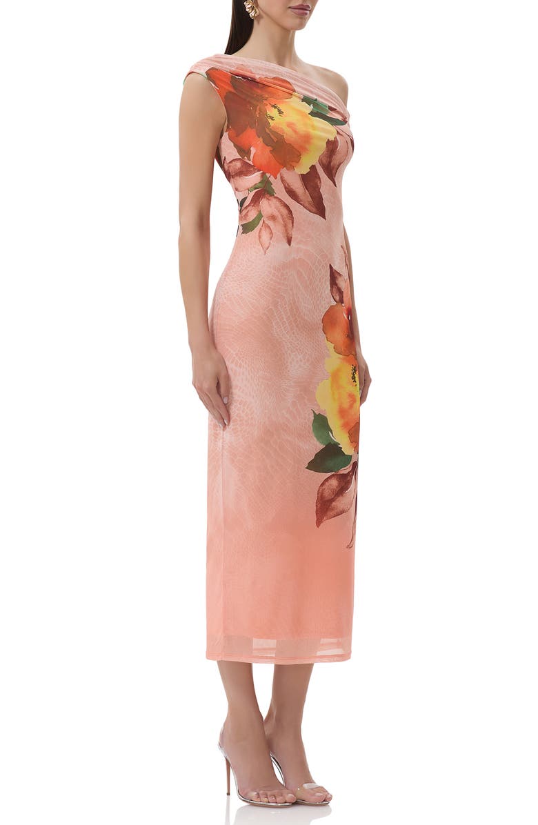 AFRM Holden One-Shoulder Stretch Mesh Dress, Alternate, color, Snake Bloom