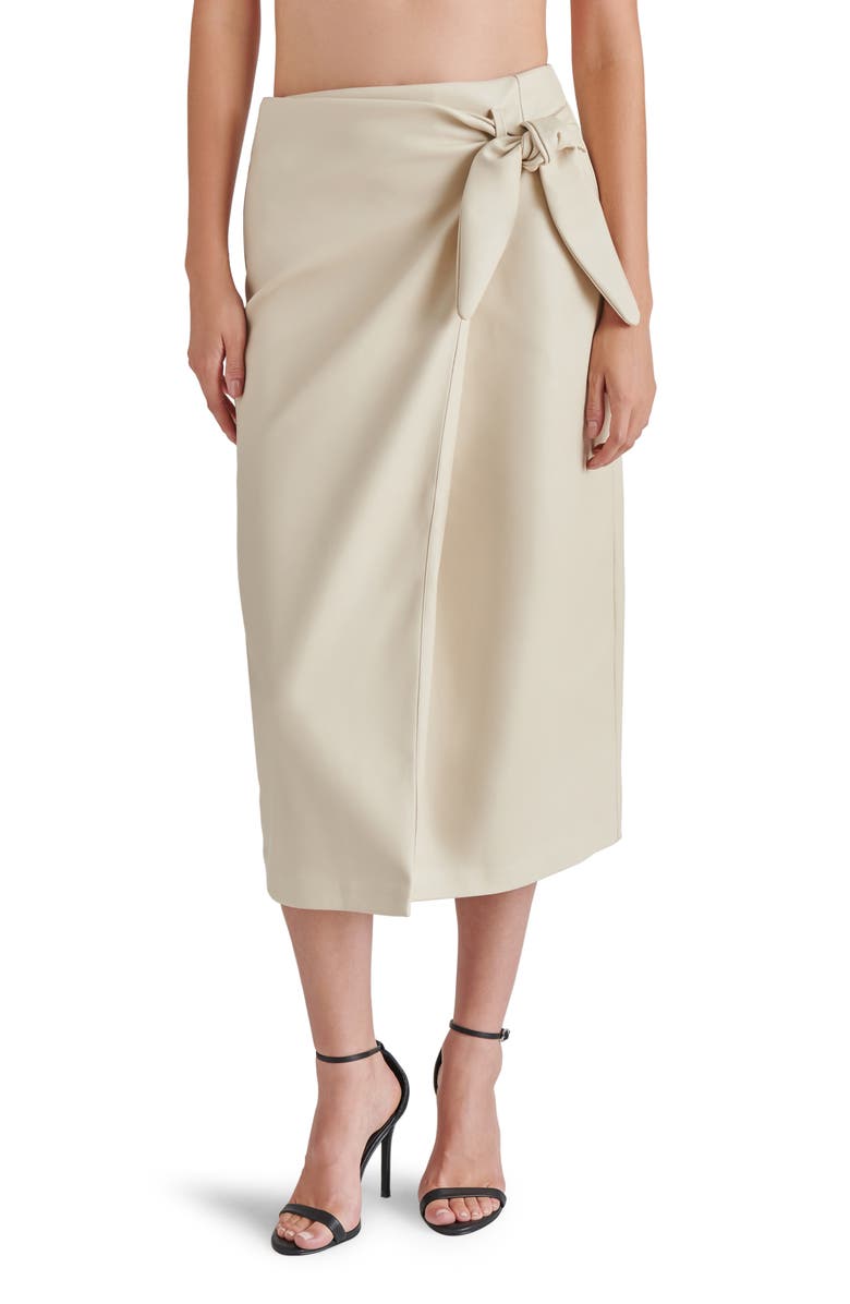 Steve Madden Navia Wrap Faux Leather Midi Skirt, Main, color,