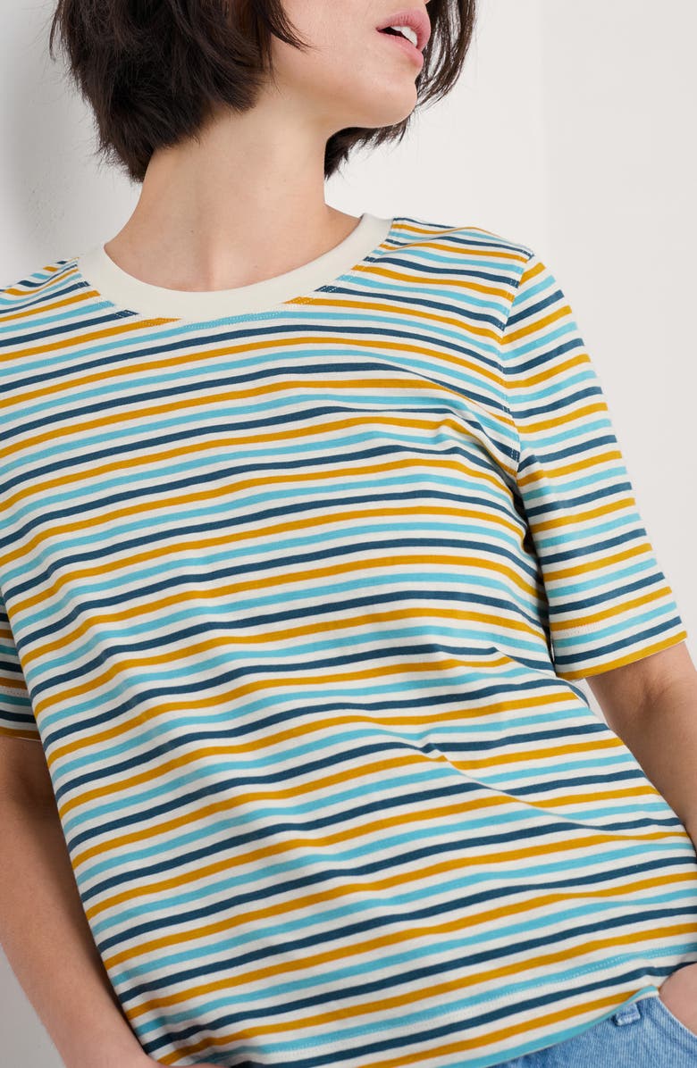Seasalt Cornwall Copseland Stripe Organic Cotton T-Shirt, Alternate, color, Pellitras Tumeric