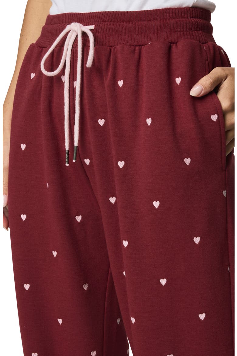 Love Lounge Embroidered Joggers, Alternate, color, RED/ WHITE ROSE
