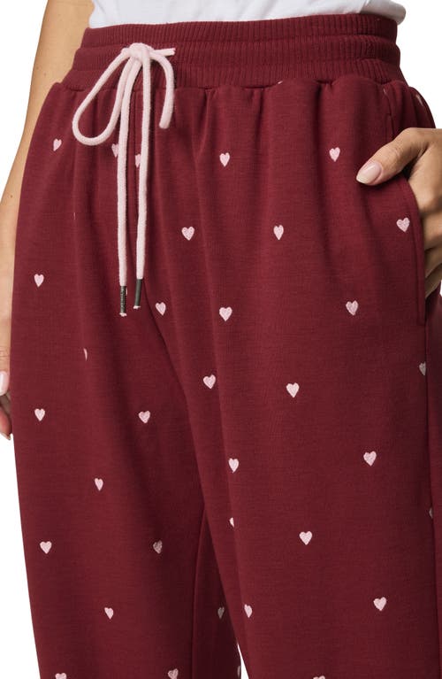 Splendid Love Lounge Embroidered Joggers In Burgundy