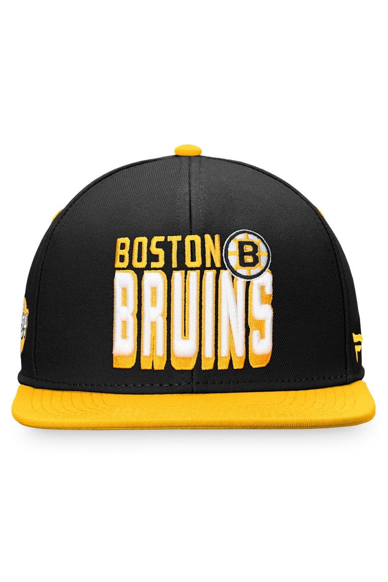 Men's Fanatics Branded Black/Gold Boston Bruins Heritage Retro Two-Tone Snapback Hat, Alternate, color, Black