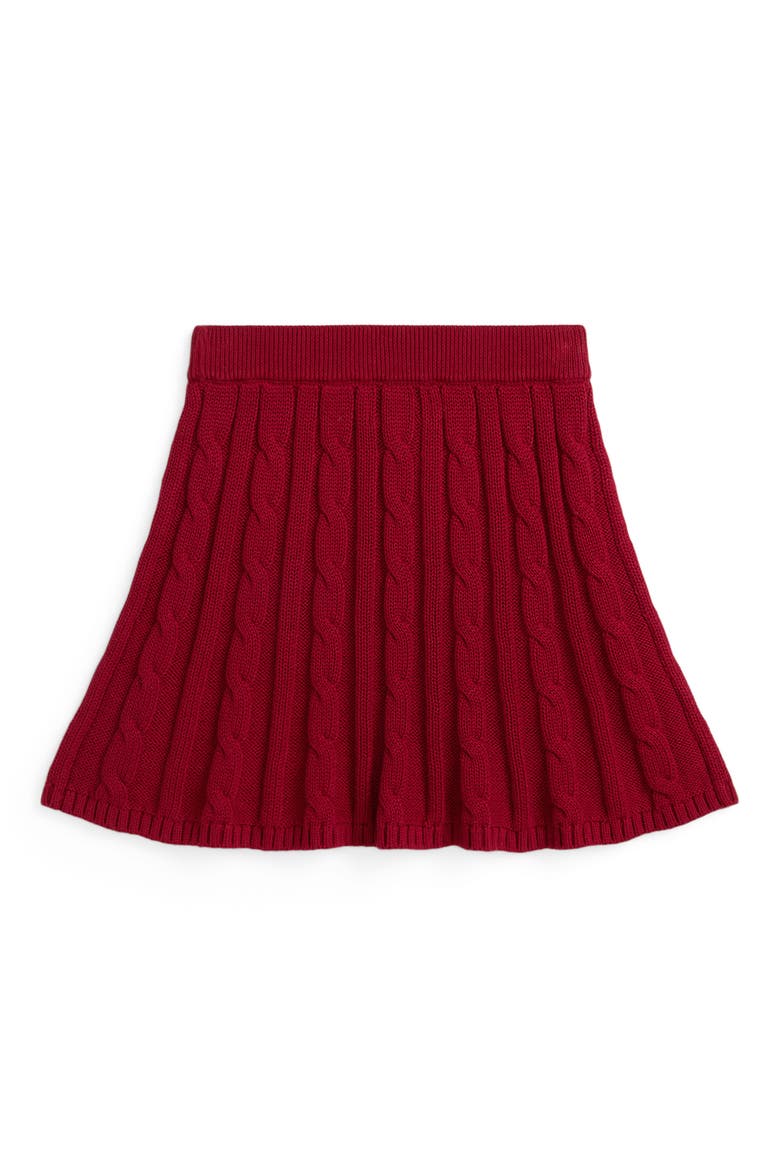 Kids' Cotton Cable Knit Skirt, Alternate, color, RED