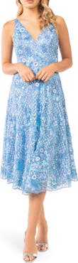 Dress the Population Elisa Sequin Embroidered Cocktail Midi Dress