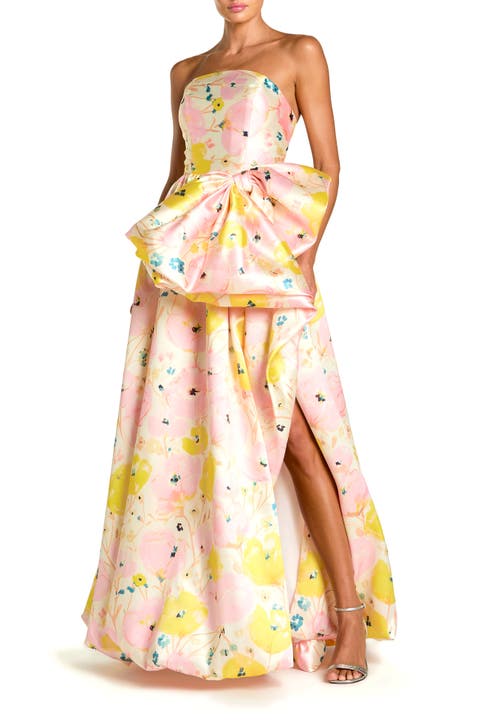 Mikado Strapless Bubble Hem Ballgown With Bow