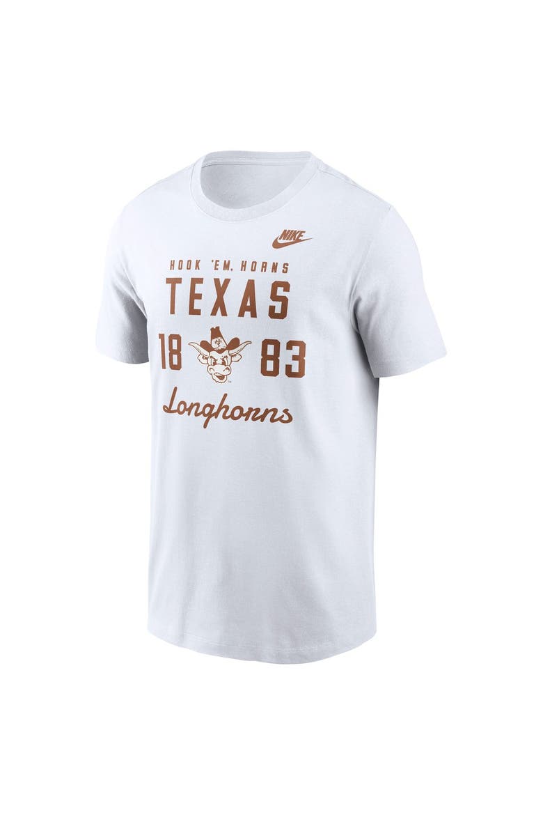 Men's Nike  White Texas Longhorns Legacy Stacked Established T-Shirt, Alternate, color, White