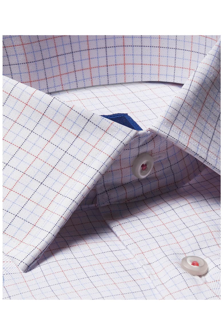 Trim Fit Check Dress Shirt, Alternate, color, WHITE/ CORAL