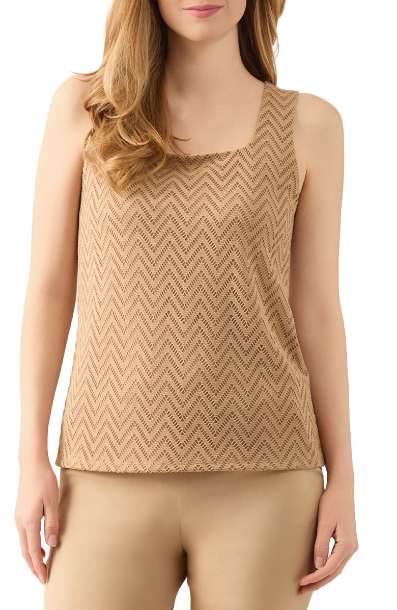 KASPER Chevron Pointelle Knit Tank, Main, color, 