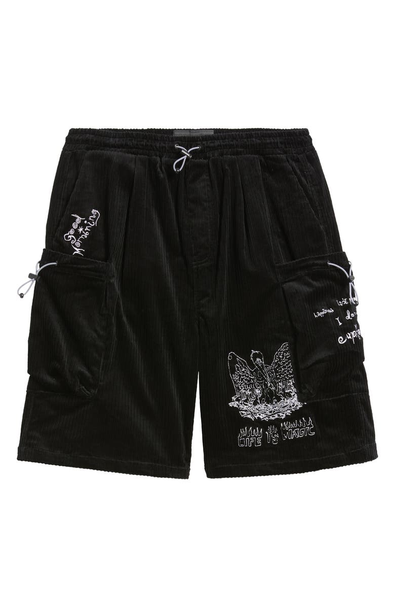 JUNGLES Euphoria Corduroy Shorts, Alternate, color, Black