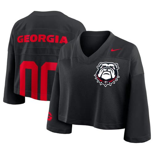 Nike Black Georgia Bulldogs Cropped Mesh Fashion Jersey