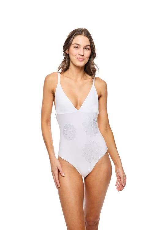 Tabacaru Catherine Floral Applique One-piece Swimsuit In White